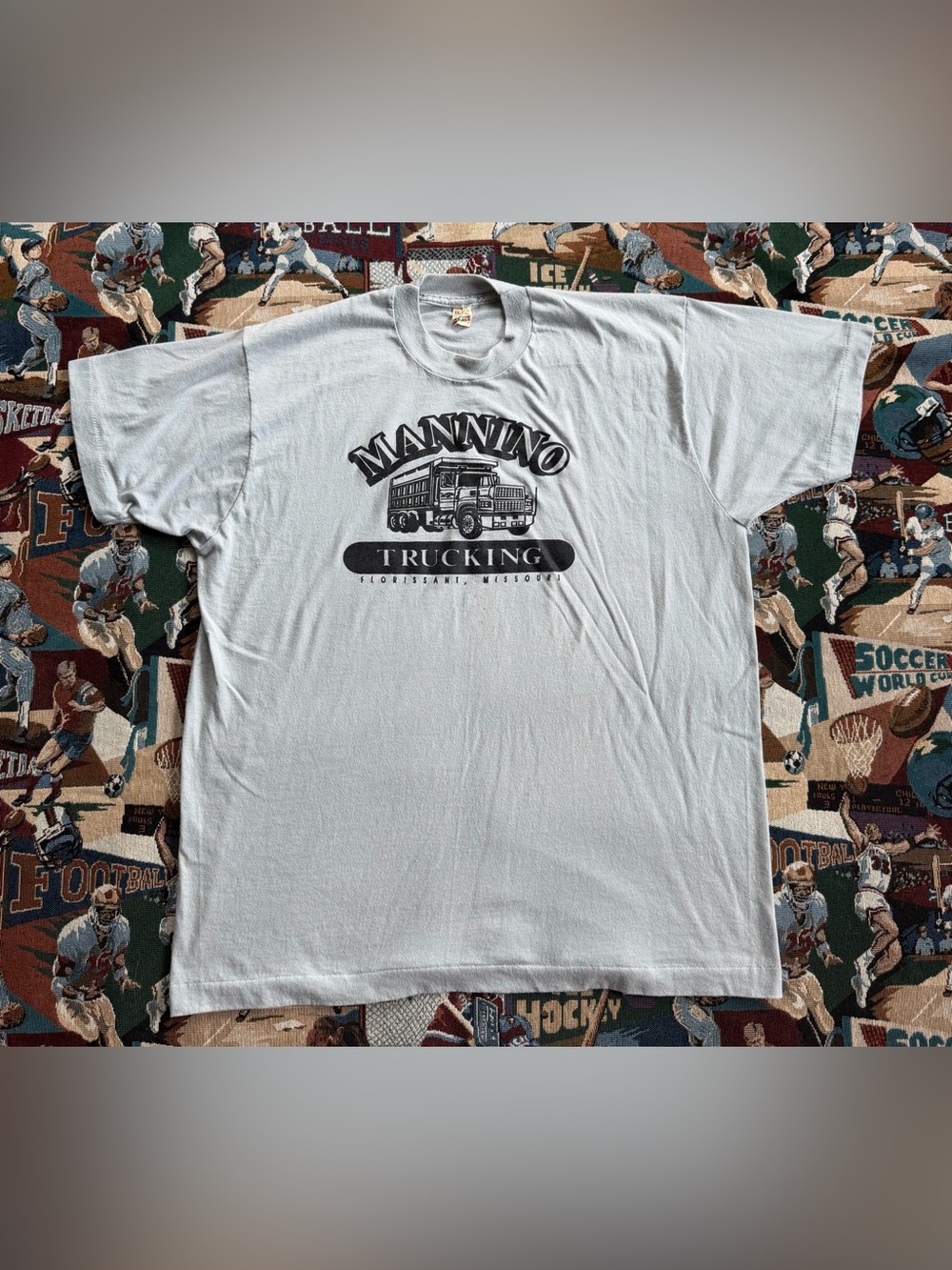 Vintage 80s Men’s Mannino Trucking Company Gray T-shirt